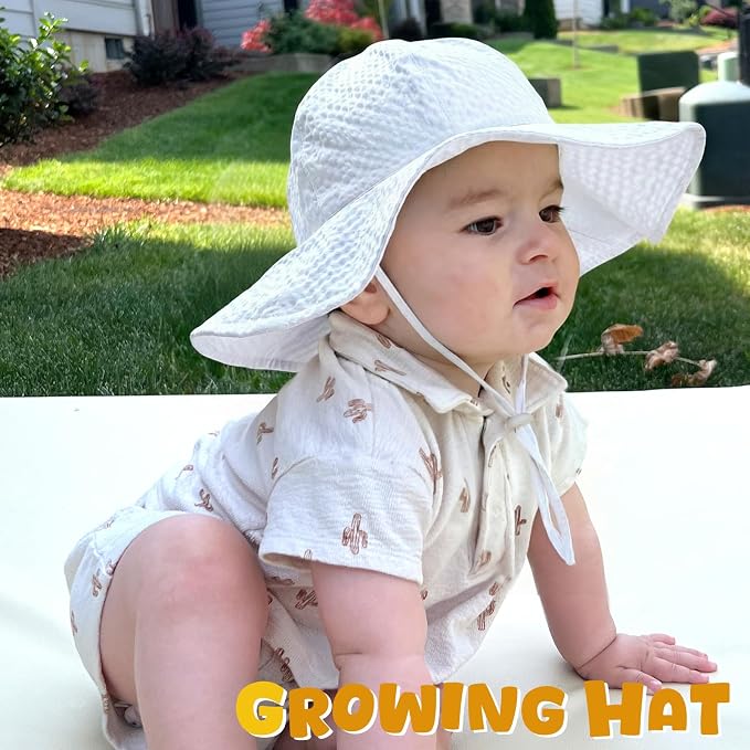 HONGTEYA Baby Sun Hat Wide Brim Adjustable Toddler Beach Bucket Hat | Soft - Image 3