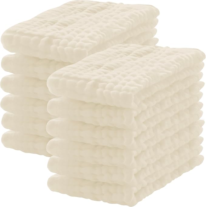 Lovely Care 12 Pack Muslin Burp Cloths 100% Cotton Muslin Cloths Large by Lovely+Care