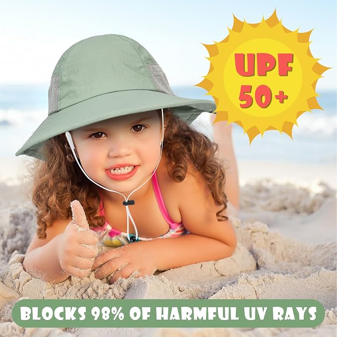Toddler Baby Sun Hat Kids Summer Beach Essentials Adjustable Beach Hats - Image 2