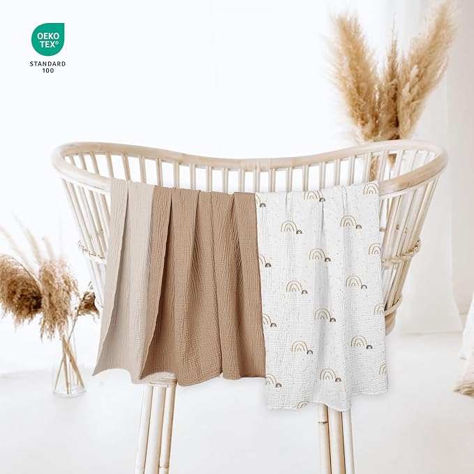 lulumoon Muslin Swaddle Blanket Baby: Cotton Receiving Wrap - Image 3