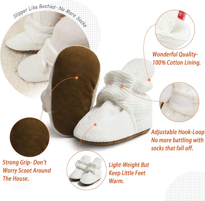 Sawimlgy Newborn Infant Baby Girl Boy Cotton Booties Stay On Sock Slippers Soft - Image 5