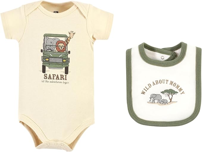 Hudson Baby Unisex Cotton Sleep and Play, Bodysuit and Bandana Bib Set - Image 3
