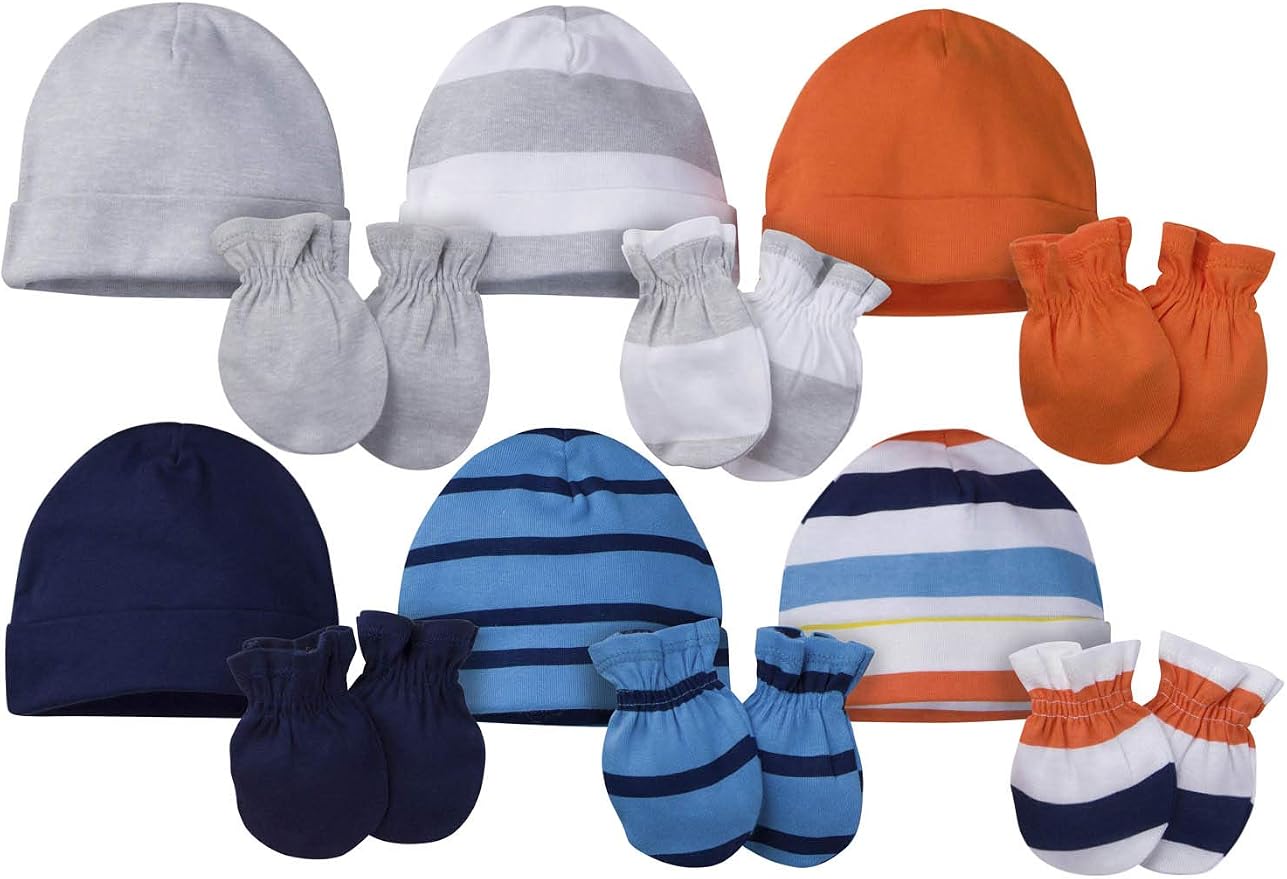 Onesies Brand Baby 12 Piece Cap and Mitten Set | Six cotton caps and six mitten - Image 2