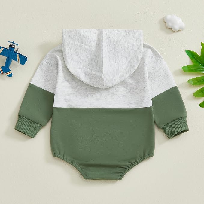 Thorn Tree Newborn Baby Boys Hooded Sweatshirt Long Sleeve Solid Romper Infant - Image 4