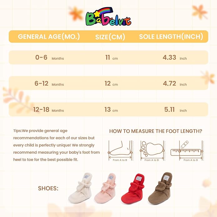 Babelvit Newborn Baby Boy Girl Soft Fleece Booties Stay On Infant Slippers - Image 6