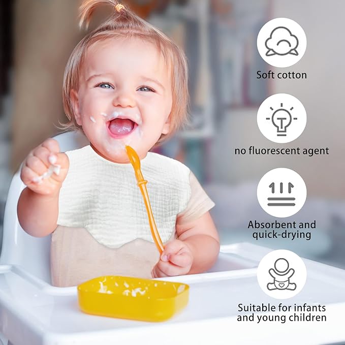 Muslin Baby Bibs for Drooling and Teething Newborn Drool Bibs for Baby Girl Boy