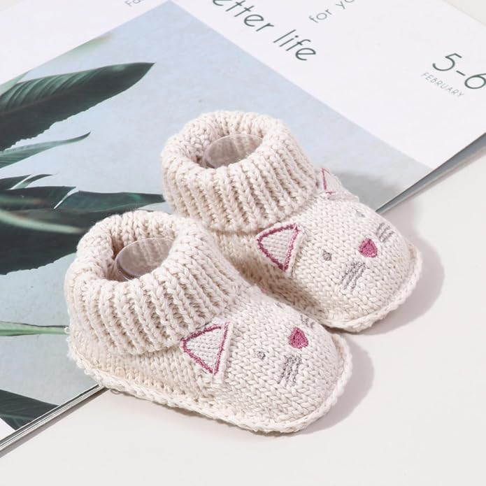 Newborn Baby Boy Girl Knit Booties Soft Sole Non-Slip First Walking Shoes | - Image 4