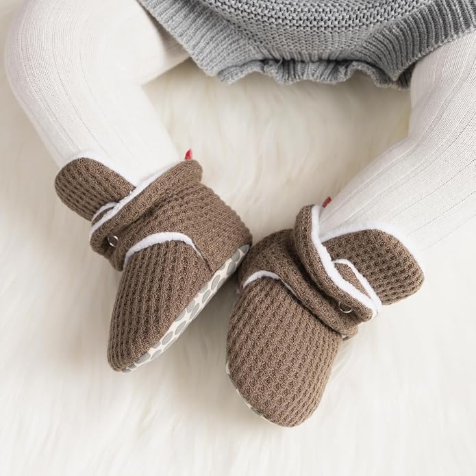 Babelvit Newborn Baby Boy Girl Soft Fleece Booties Stay On Infant Slippers - Image 2