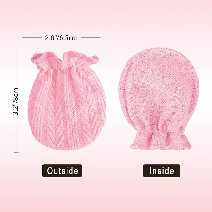 BQUBO Baby Turban Hats and Mittens Set Newborn Infant Hospital Hats Caps - Image 6