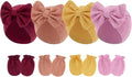 4 Pcs Newborn Hats Mittens Set Infant Cap Bow Hospital Beanie Preemie Hat by Unknown