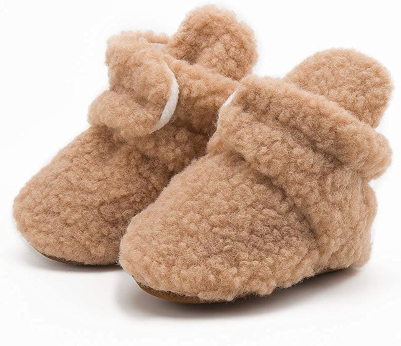 Babelvit Newborn Baby Boy Girl Soft Fleece Booties Stay On Infant Slippers - Image 4