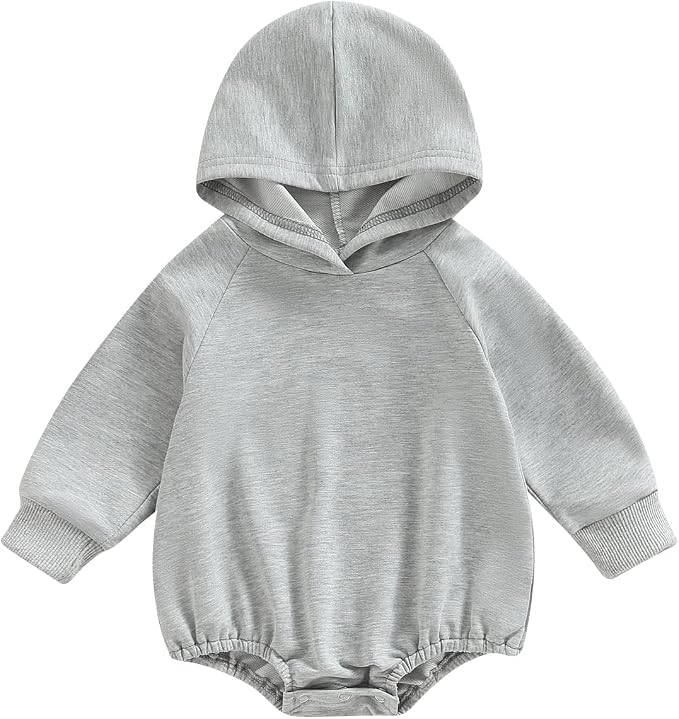 Thorn Tree Newborn Baby Boys Hooded Sweatshirt Long Sleeve Solid Romper Infant by ThornTree