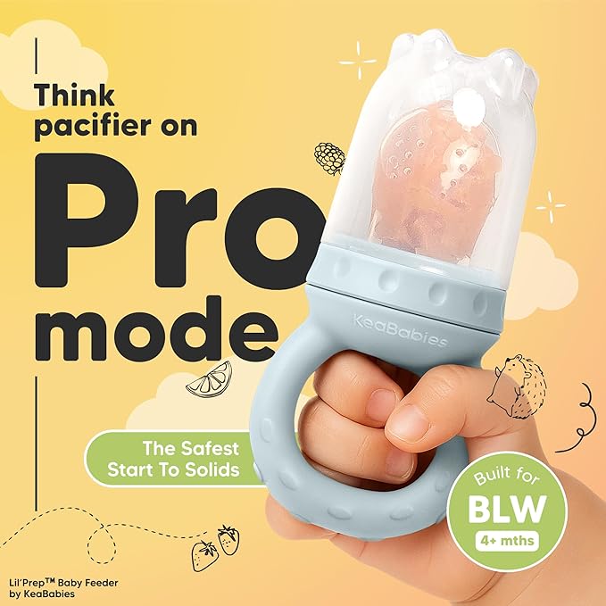 KeaBabies Baby Fruit Feeder 2pk - Silicone Baby Food Feeder for Babies 6-12 Months, Breast Milk Popsicle for Teething, Weaning, Freeze Frozen Solid Food, BPA-Free Infant Feeding Essential (Ocean)