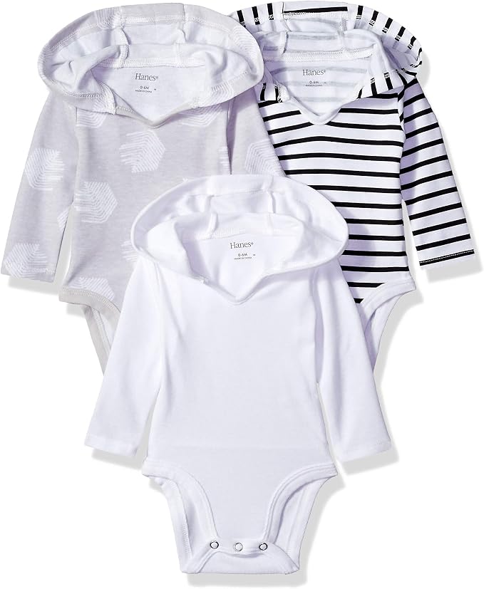 Hanes Baby Long Sleeve Bodysuit, Ultimate Bodysuit Hoodie Boys & Girls by Hanes