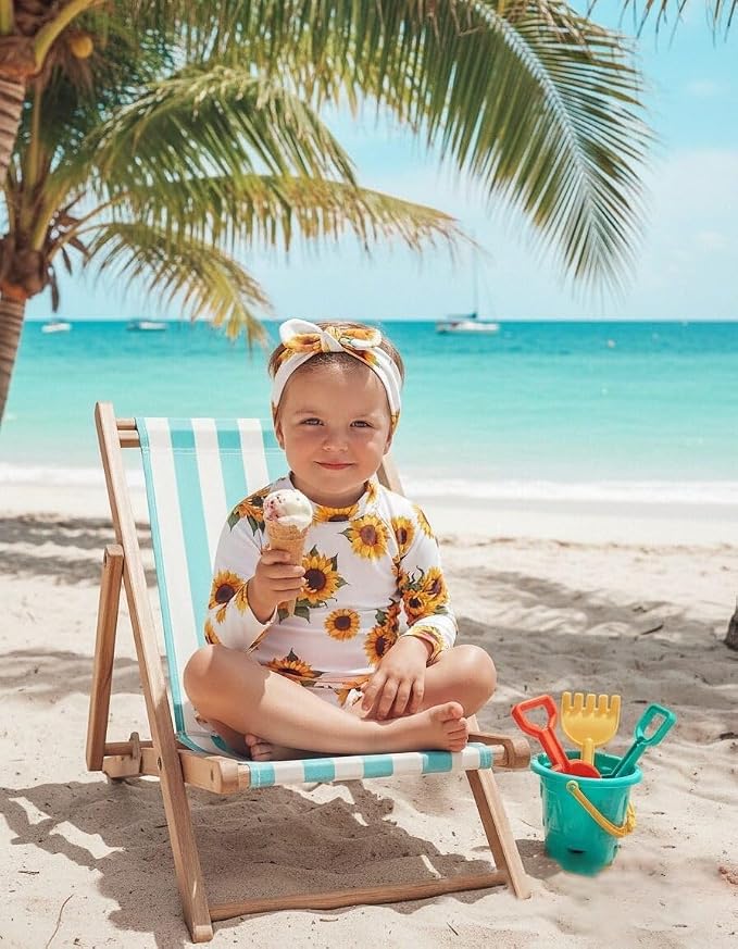 Renotemy Baby Swimsuit Girls One-Piece Swimwear Baby Beach Essentials 3M-3T - Image 2