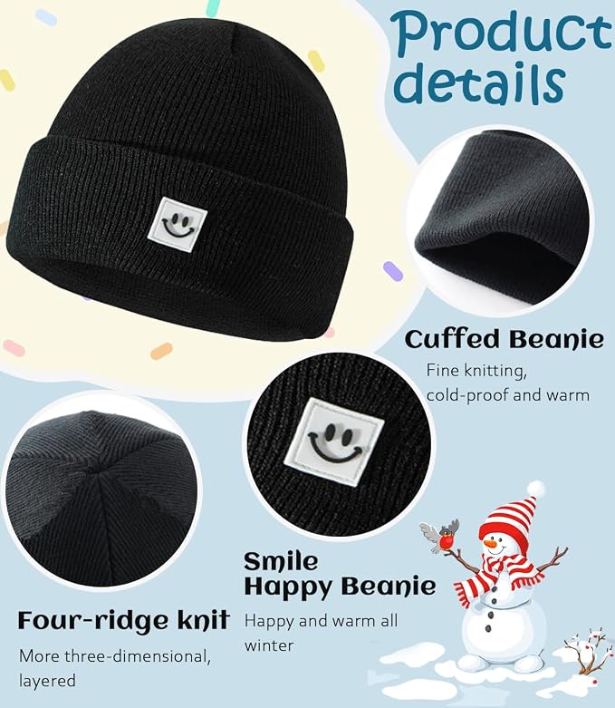 Toddler Baby Beanie Hat 6 Packs, Double Layer Knit Infant Winter Hat Warm - Image 2