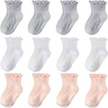 Baby Toddler Girls Socks Grip Ruffle Non Slip Kids Cotton 12 Pack Socks | by Aroveea