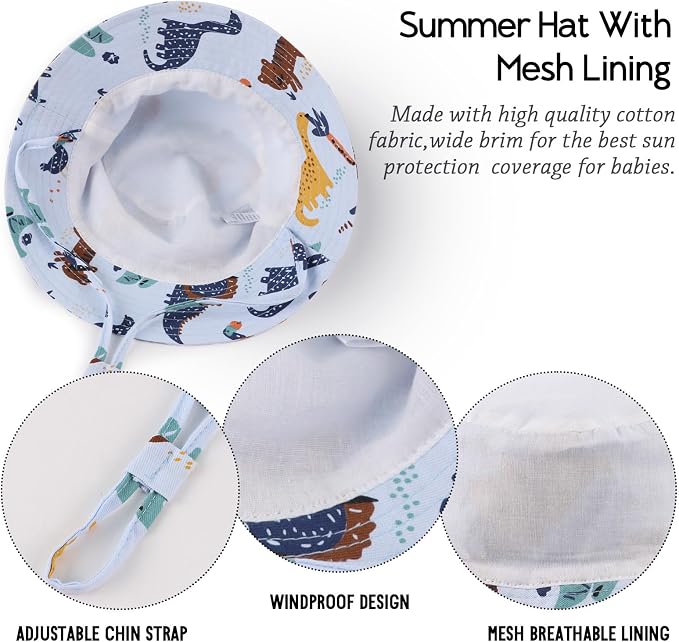 JANGANNSA Cotton Baby Sun Hat Infant Toddler Boys Girls Bucket Hats Summer Sun - Image 5