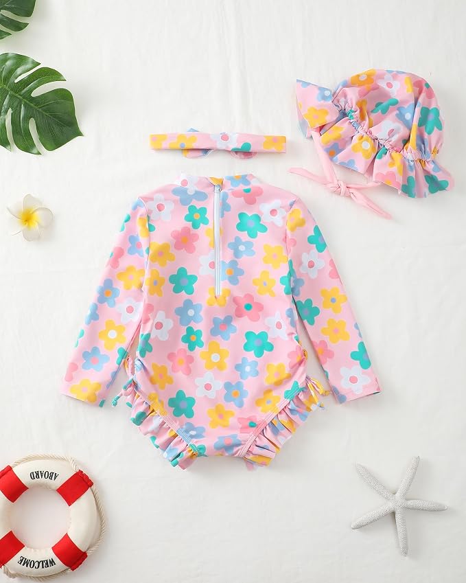 Renotemy Baby Swimsuit Girls One-Piece Swimwear Baby Beach Essentials 3M-3T - Image 4