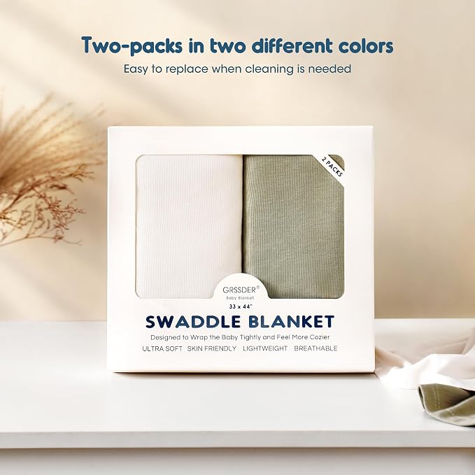 2 Pack Newborn Swaddle Blanket, Ultra Soft Stretchy Jersey Knit Extra Large - Image 7