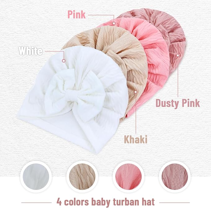 Cinaci 4 Pieces Baby Girls Turban Hats - Image 4