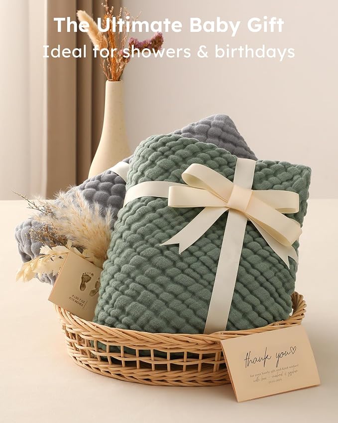 Yoofoss Hooded Baby Bath Towels 2 Pack 100% Muslin Organic Cotton - Image 5