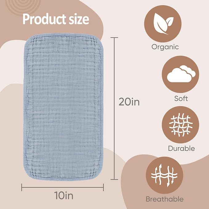 MIGIOL Muslin Burp Cloths 100% Cotton Pack of 12. Soft, Gentle & Absorbent Baby - Image 2