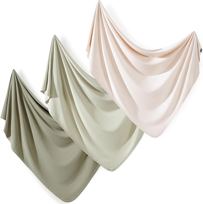 3 Pack Newborn Swaddle Blanket, Ultra Soft Stretchy Jersey Knit Extra Large by BUYNOW
