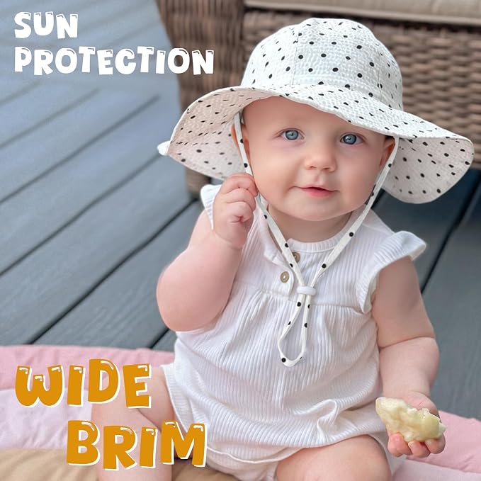 HONGTEYA Baby Sun Hat Wide Brim Adjustable Toddler Beach Bucket Hat | Soft - Image 3