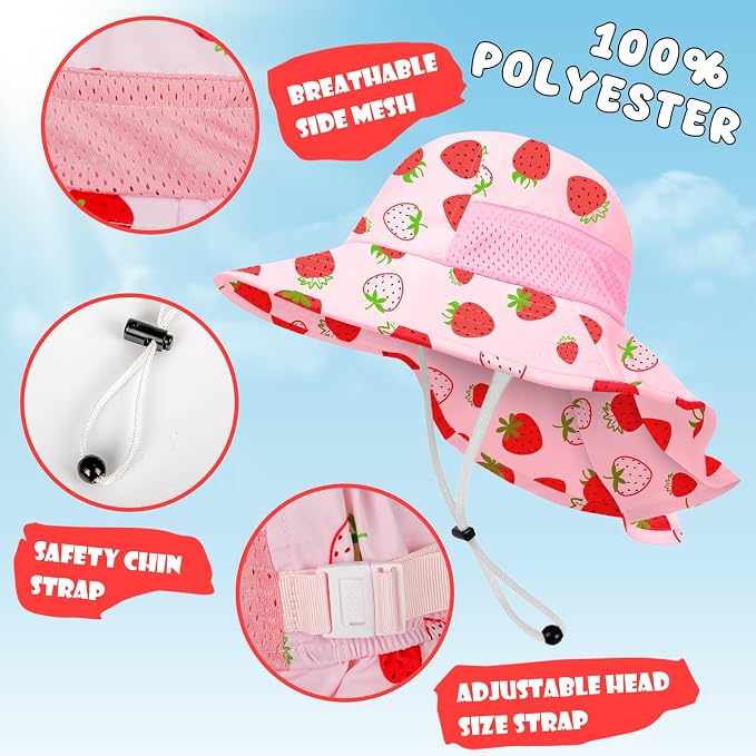 Toddler Baby Sun Hat Kids Summer Beach Essentials Adjustable Beach Hats - Image 4