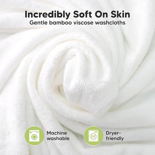 6-Pack Baby Washcloths - Soft Absorbent Viscose from Bamboo Wash Cloths for Babies, Kids, Toddlers, Infant, Newborn Bath Towels, Gentle on Sensitive Skin, 10x10 Reusable Face Towels (Stone)