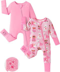 PATPAT Baby Footie Romper with Mittens for Boy and Girl, Anti-Slip & 2-Way Zipper, Long Sleeve, Viscose from Bamboo, Outfit