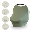 mushie Baby Car Seat Canopy Cover | Breathable & Stretchy Multi Use Cover for Breastfeeding, Nursing, High Chair, Shopping Cart, Strollers (Dried Thyme)