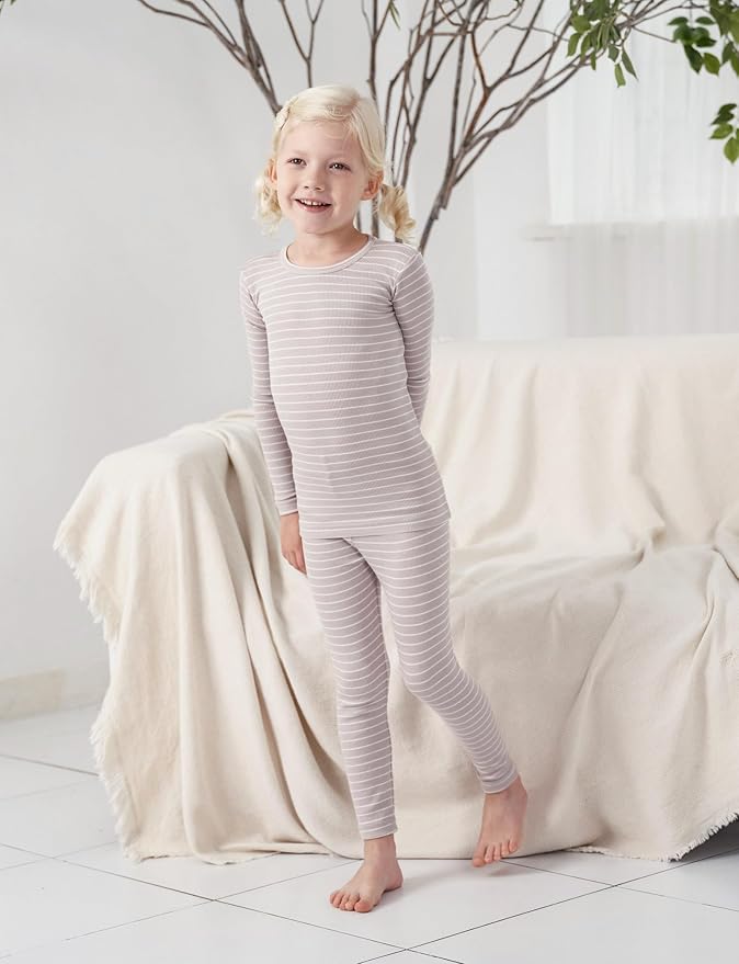 AVAUMA Stripe Pattern Baby Boys Girls Pajama Set Kids Toddler Snug fit Ribbed - Image 4