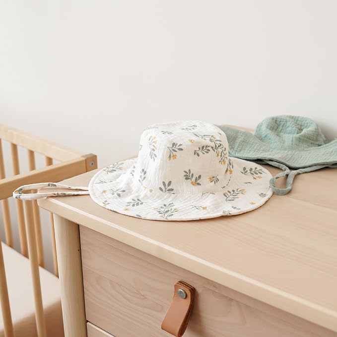 Konssy 2-Pack Muslin Baby Girl Sun Hats - Image 6