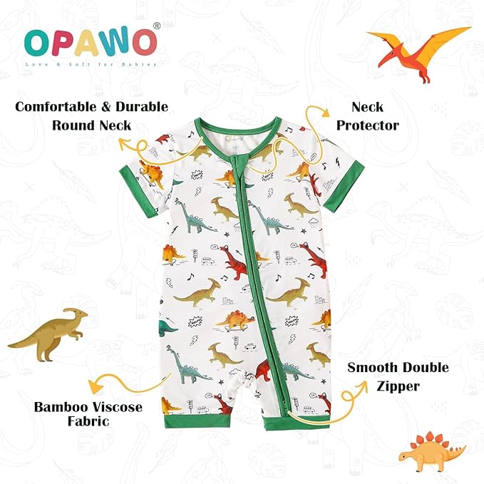 OPAWO Bamboo Sleepers for Baby Boy Pajamas Bamboo Pajamas Baby Romper 0-24M | 2 - Image 3