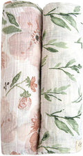 Crane Baby 100% Cotton Muslin Swaddle Blankets, Parker Pink Floral, Baby Blanket by CraneBaby