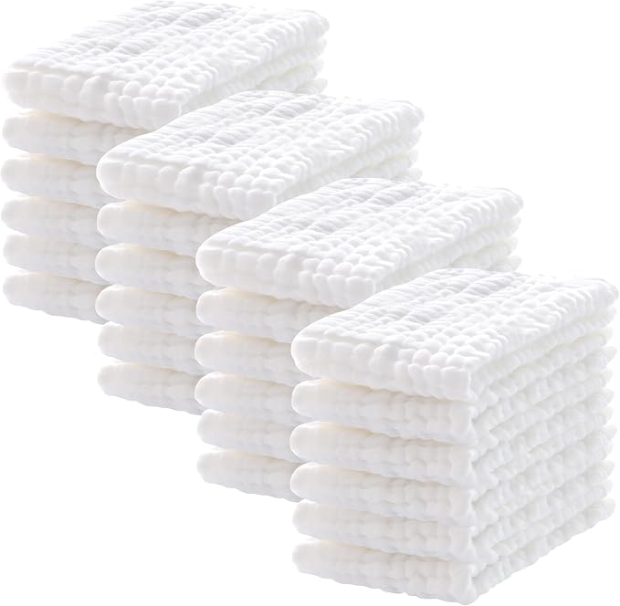 Lovely Care 24 Pack Muslin Burp Cloths 100% Cotton Muslin Cloths Large by Lovely+Care