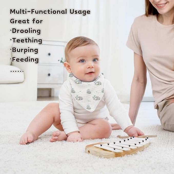 Susurration Muslin Baby Drool Bibs 6Pack Soft Triangular Adjustable Baby - Image 5