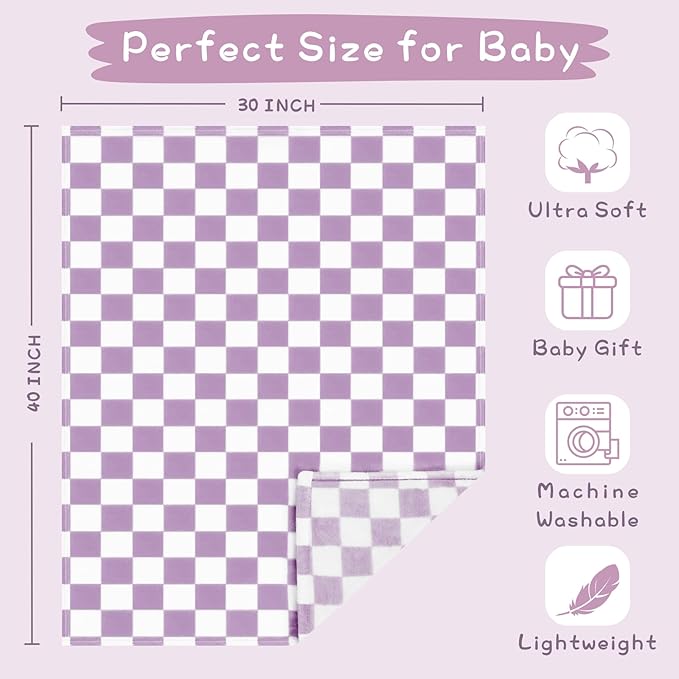Yurhap Checkered Baby Blanket Fleece Baby Blankets - Image 4