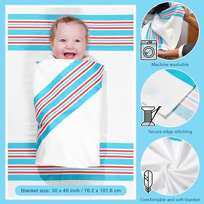 8 Pcs Receiving Blanket, 30 x 40 Inch Hospital Blankets 100% Cotton Flannel - Image 3