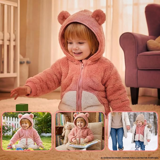 Baby Girl Winter Warm Fleece Jacket Toddler Boy Sherpa Infant Sweater Coat | - Image 2