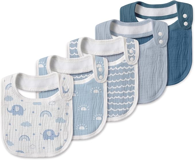 Muslin Baby Bibs for Drooling and Teething, Bibs for Boys Girls | Soft Cotton - Image 9