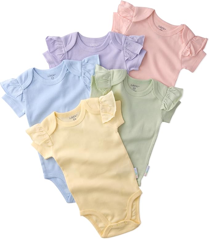 Butterblu Rory 10-Pack Short Sleeve Ruffle Bodysuits 100% Cotton | GOTS by Butterblu