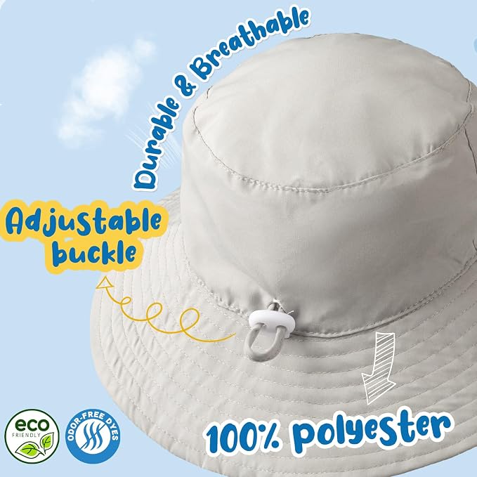 Baby Sun Hat Kids Summer Sun Protection Toddler Bucket Hat Wide Brim Adjustable - Image 4