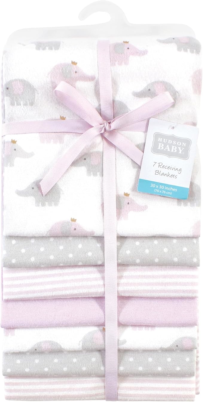 Hudson Baby Unisex Baby Cotton Poly Flannel Receiving Blankets Bundle, Lilac - Image 2