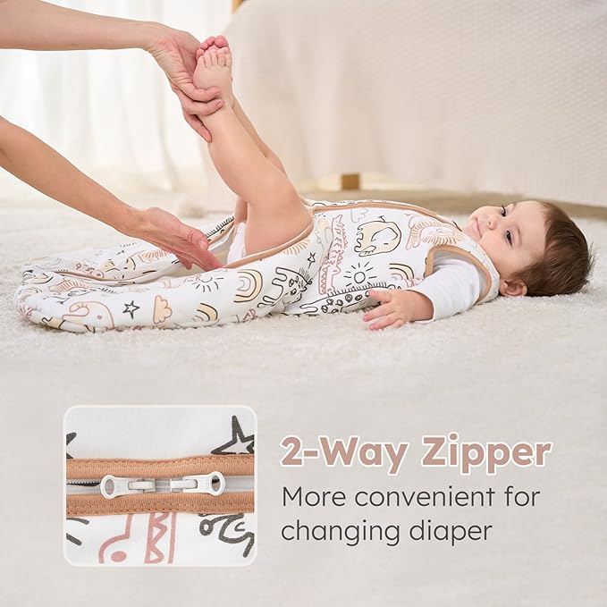Yoofoss Baby Sleep Sack 0-6 Months, TOG 2.5 Baby Wearable Blanket with 2-Way Zipper, 100% Organic Cotton Fabric Winter Newborn Sleeping Sack, Warm Soft Comfy(Small)