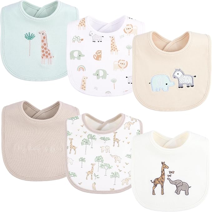 6 Pack Baby Bibs for Drooling and Teething Soft Cotton Absorbent by BebeFavour