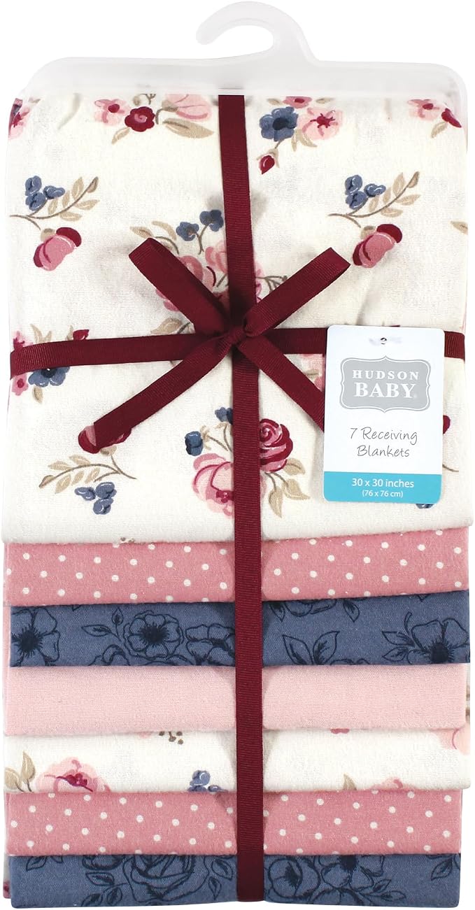 Hudson Baby Unisex Baby Cotton Poly Flannel Receiving Blankets Bundle, Dusty - Image 3