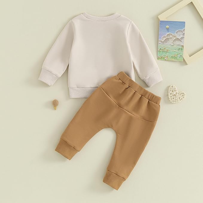 Toddler Baby Boy Fall Winter Outfit Long Sleeve Letter Print Sweatshirts and Jogger Pants Infant Boy Clothes